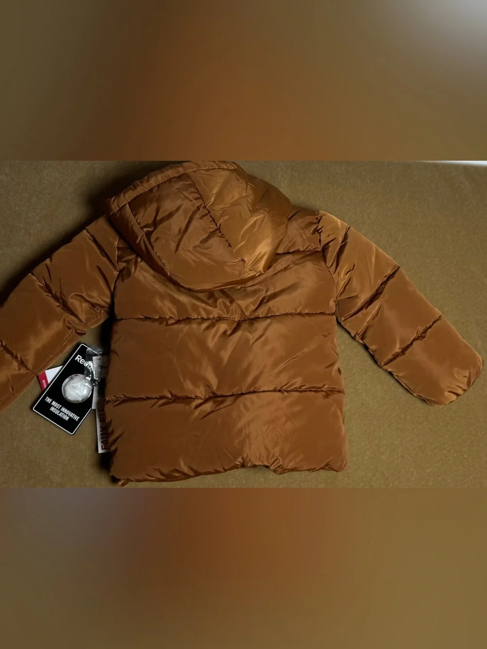 Kids Reebok Brown and Black Puffer Jacket NWT